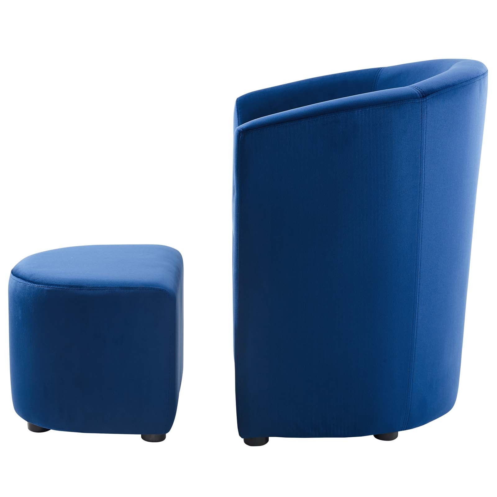 Navy Blue Velvet Armchair and Ottoman A1756