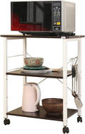 3-Tier Kitchen Utility Cart on Wheels with Storage, Black Brown K2169