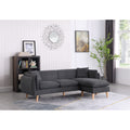 Dark Gray Fabric Sectional Sofa Chaise Ottoman with 2 Pillows Y1491
