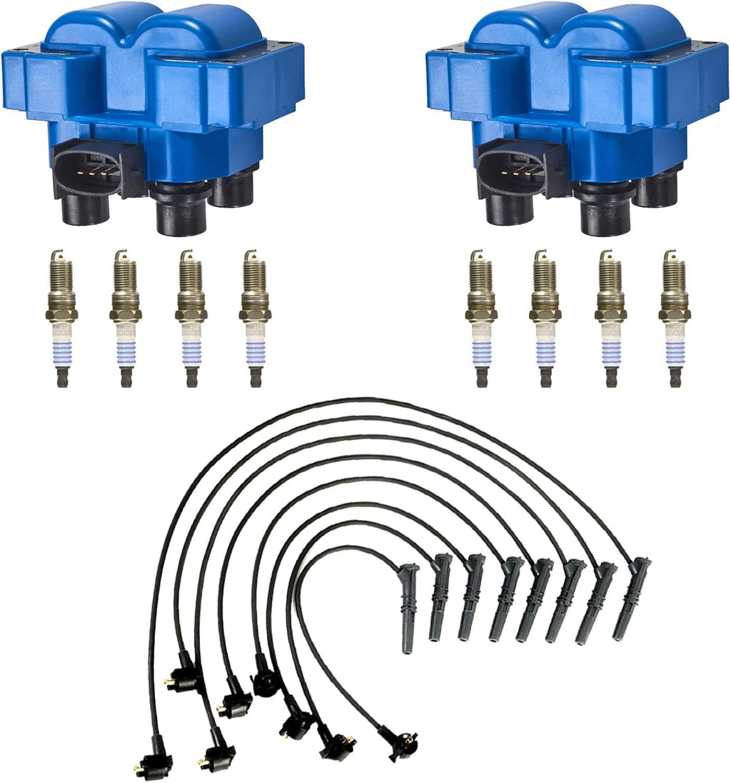2 pcs Ignition Coil Pack Tune Up Kit with 8 Platinum Spark Plug & Wire Set H51854