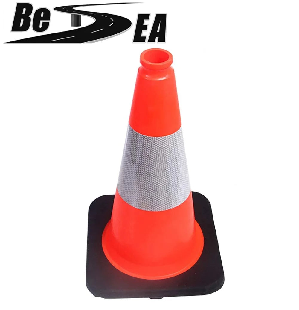 18" Orange PVC Safety Traffic Cone with Black Base and 6" Reflective Collars B513156