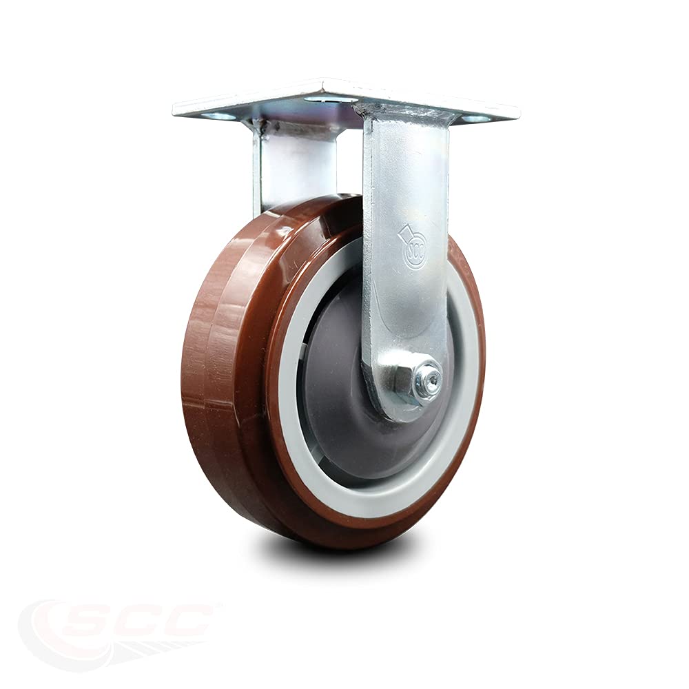 6 Inch Maroon Polyurethane Swivel Caster with Plastic Thread Guards, Pack of 2 K7221