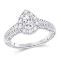 14KT White Gold Pear Diamond Solitaire Engagement Ring F7276