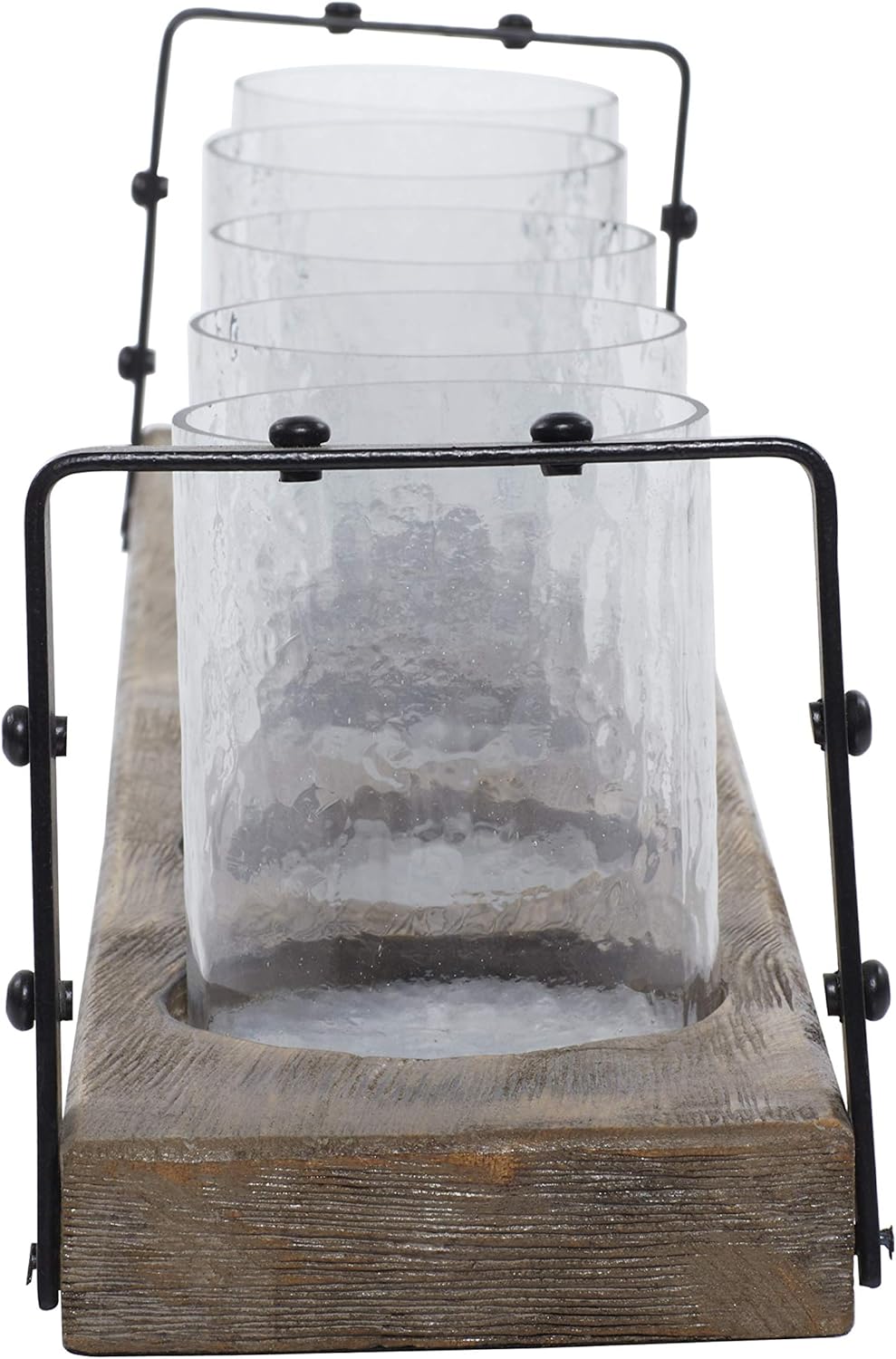 Wood Metal Glass Candle Holder 28 by 5-Inch V494