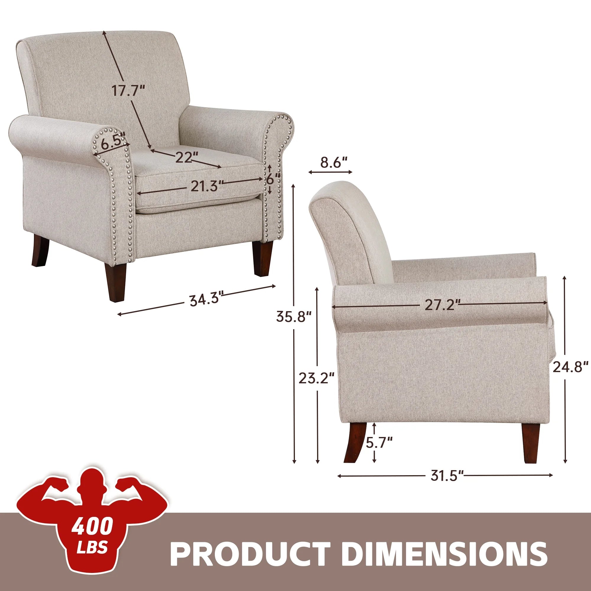 Beige Fabric Accent Chair R161