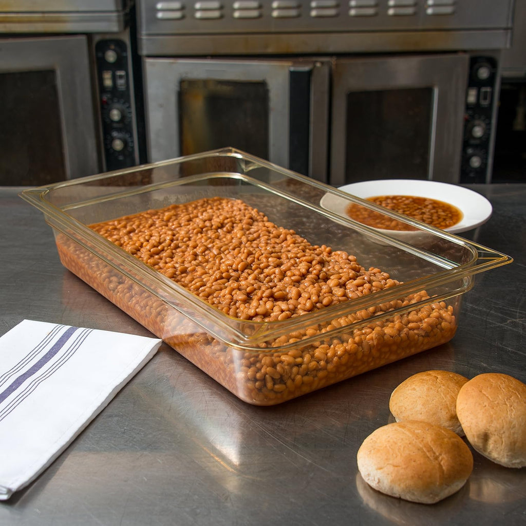 High-Heat Full-Size Food Pan, 12.7 qt, 20-3/4 x 12-3/4 x 4", Amber, Case of 6 W9797