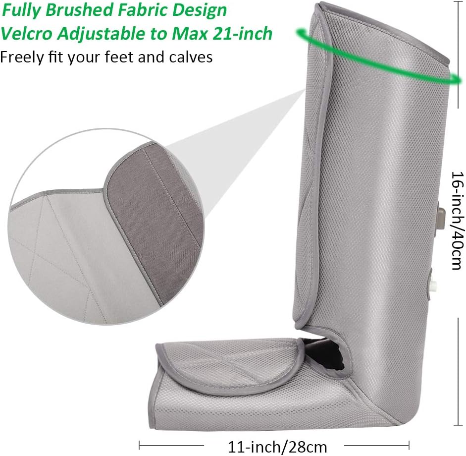 Leg Massager with Heat, Air Compression Foot and Calf Massage Machine, 3 Modes 4 Intensities Adjustable Leg Wraps O942