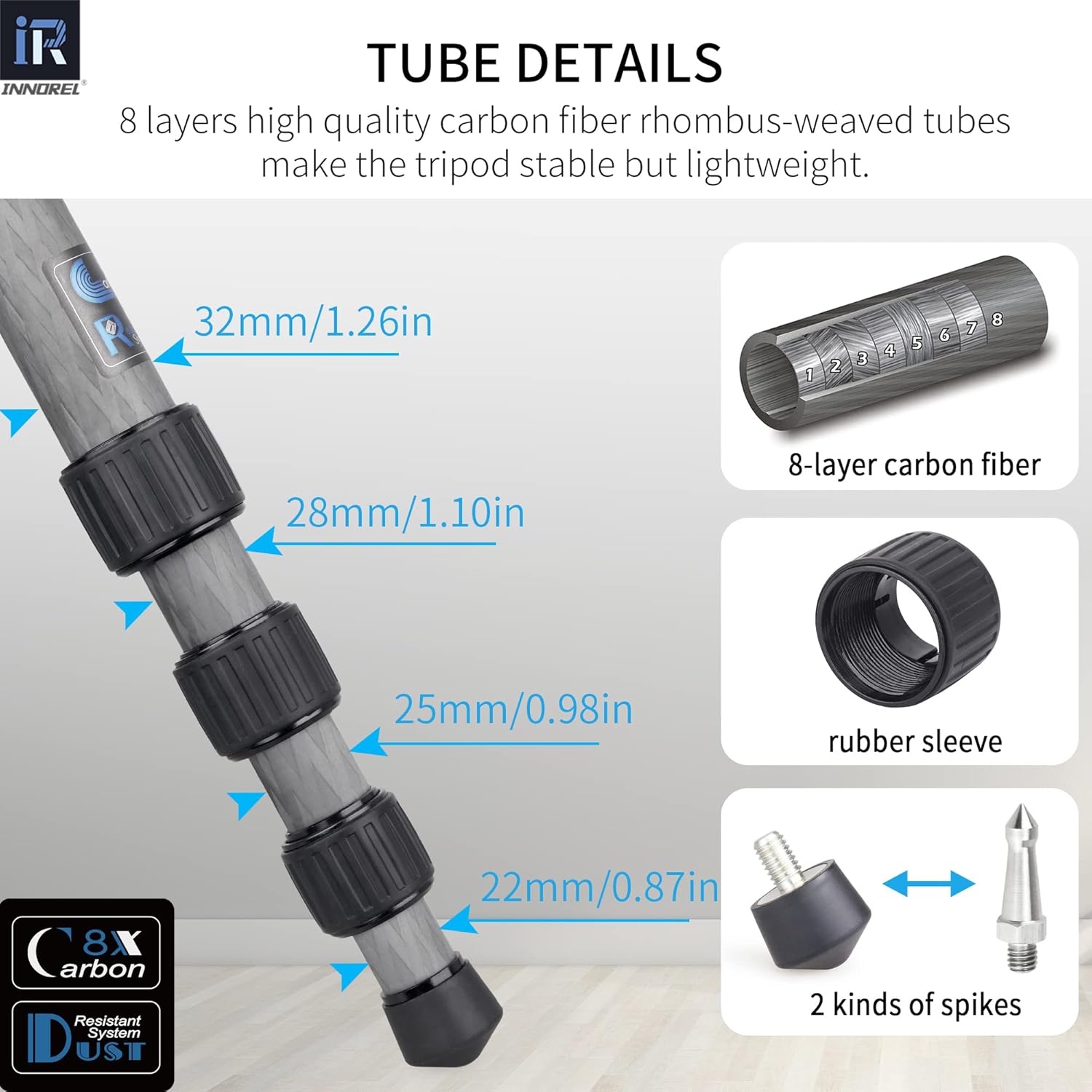 Carbon Fiber Tripod with 32mm Tube and 360° Panoramic Ballhead X7584