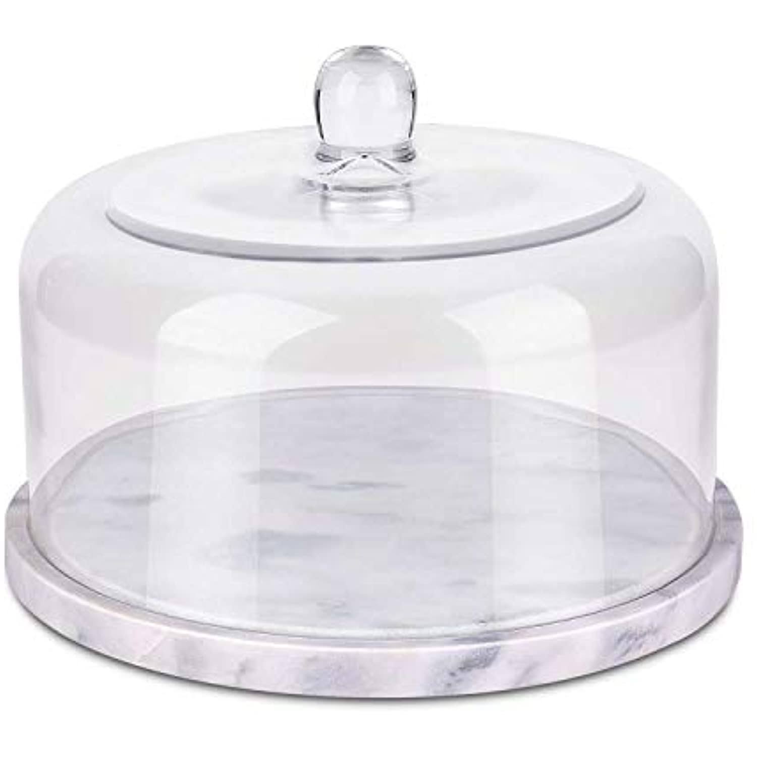 Marble Cake Stand with Glass Cover Dome A659283