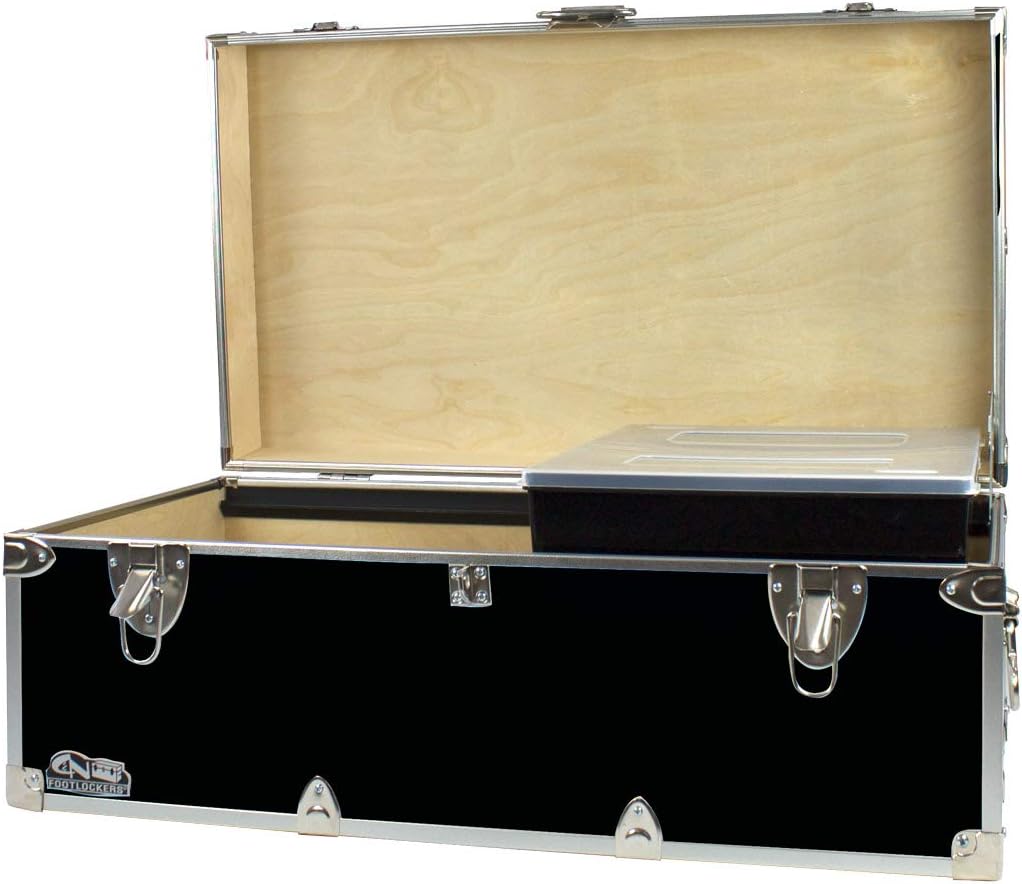 Black Footlocker Storage Chest with Organizer Tray W41650