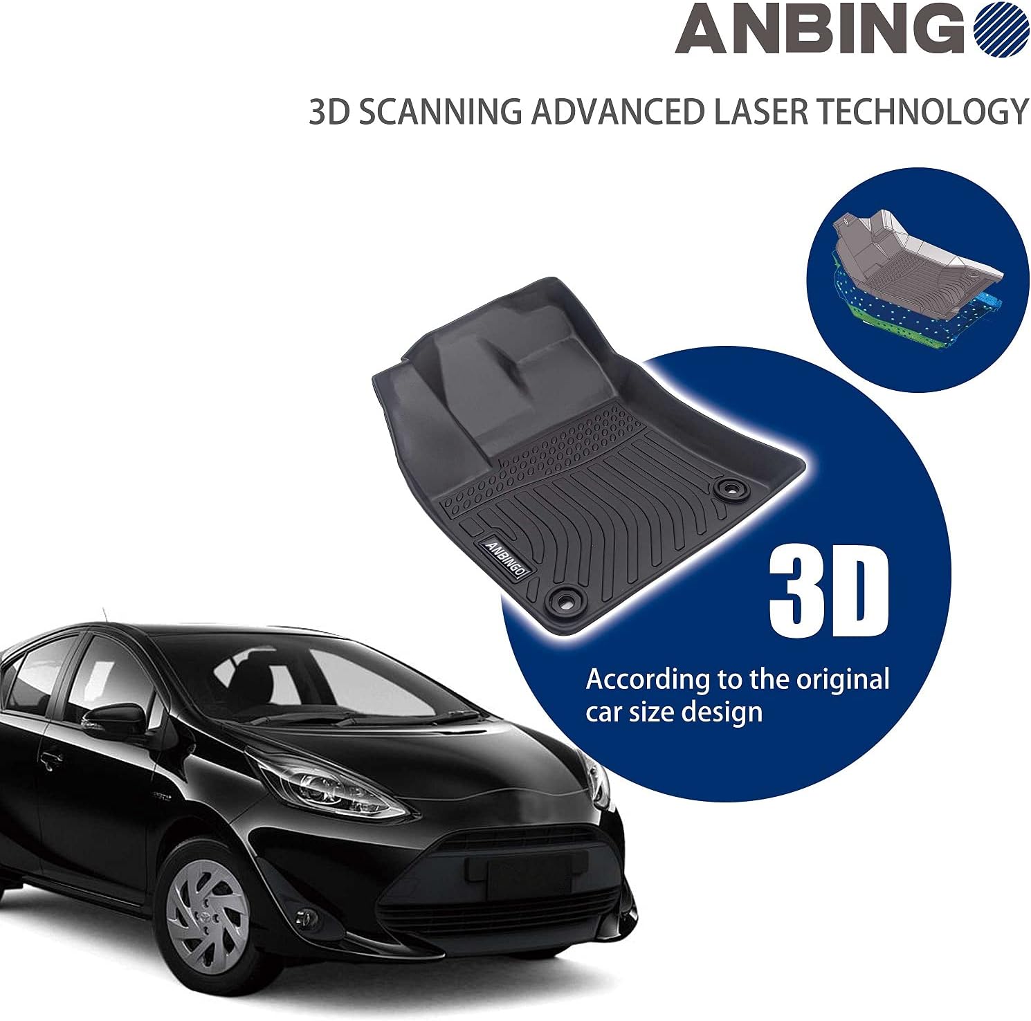 Odorless All Weather Car Floor Mats Full Set Front & Rear Row L47216
