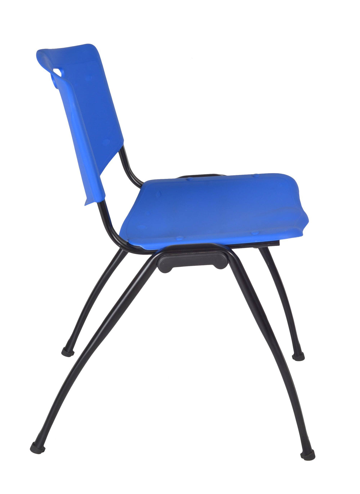 Beige Square Breakroom Table with 4 Blue Stack Chairs H51892