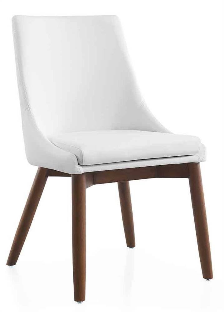 White Eco-Leather Walnut Legs Dining Chair M8628