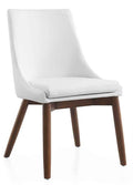White Eco-Leather Walnut Legs Dining Chair M8628