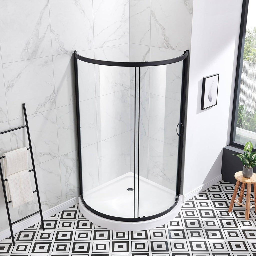 Black Shower Kit with Clear Glass Panels and Base Z83885