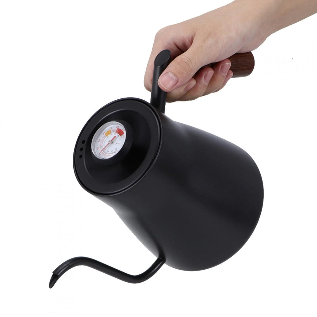 Thermometer Coffee Kettle with Wooden Handle J592