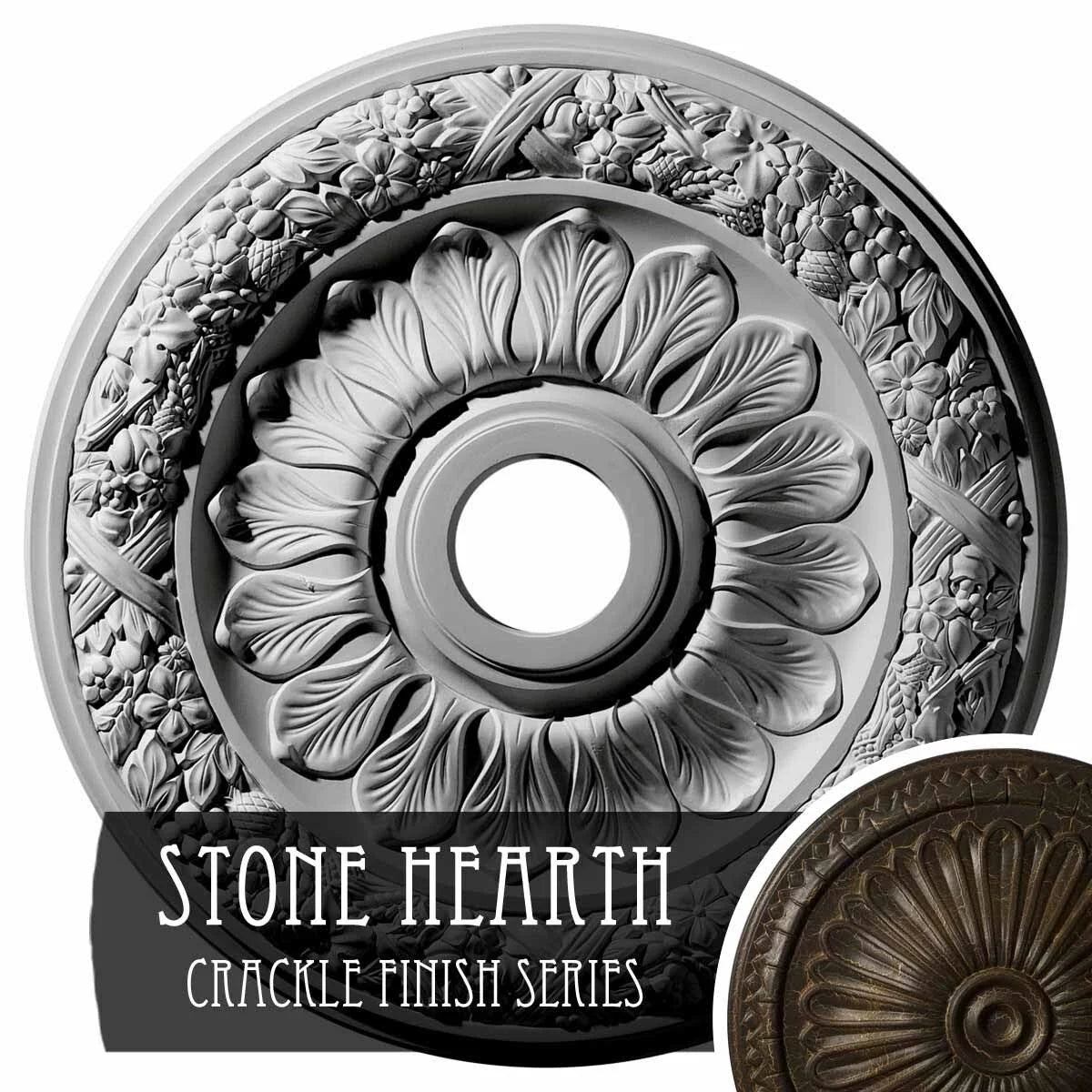 Swindon Ceiling Medallion, Hand-Painted Stone Hearth Crackle P446140