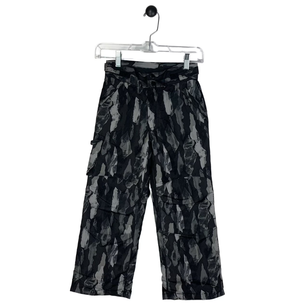 Camo Print Insulated Ski Pants, Black/Gray, Large 10/12 Q46508