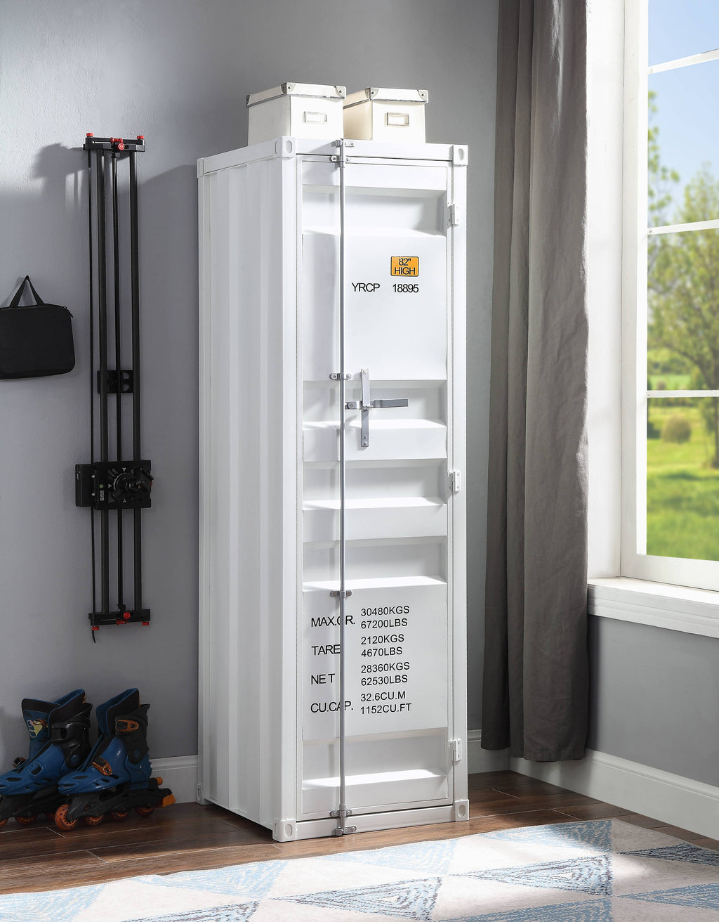 White Single Door Cargo Wardrobe Y731