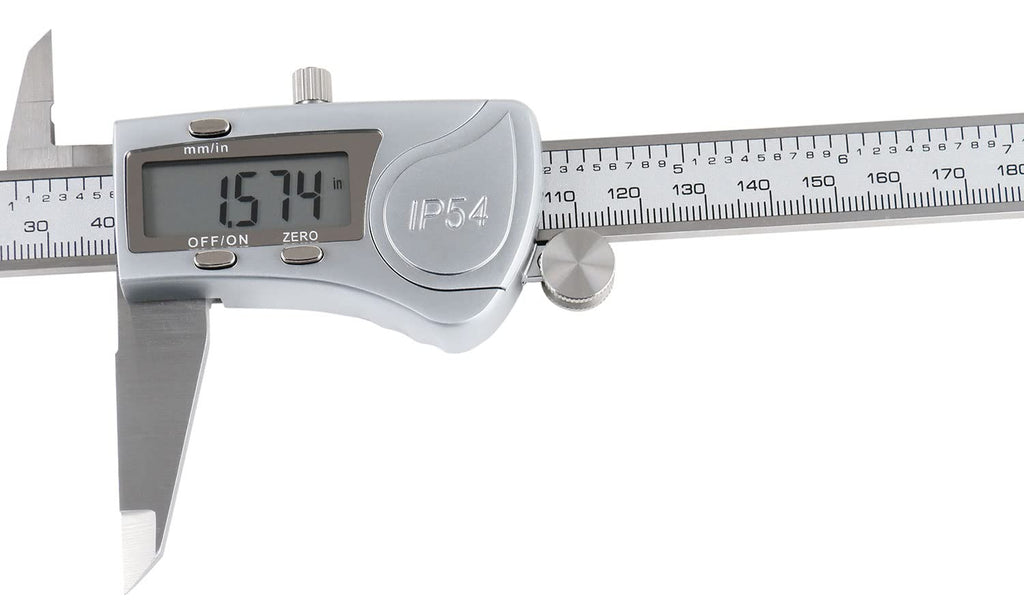 Digital Caliper, 0-8''/0-200 mm Range, 0.0005''/0.01 mm Resolution, Large LCD, Ip54 Water Resistant S608726