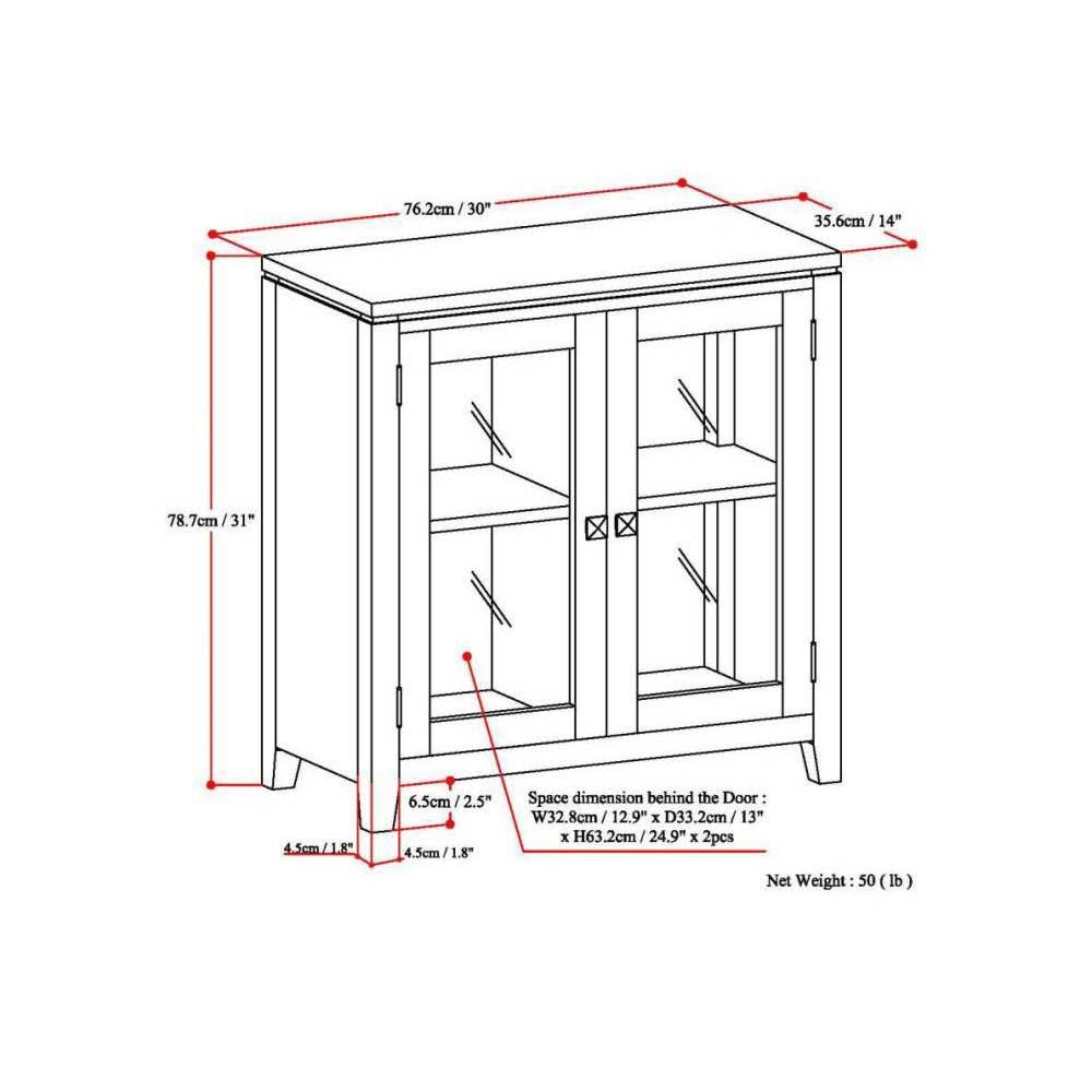 Solid Wood Low Storage Cabinet Farmhouse Grey A7387