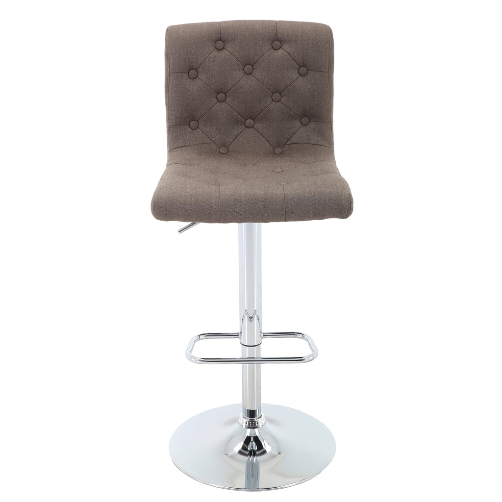 Tufted Swivel Bar Stool with Back, Fabric Upholstered Armless Bar Chair C949255