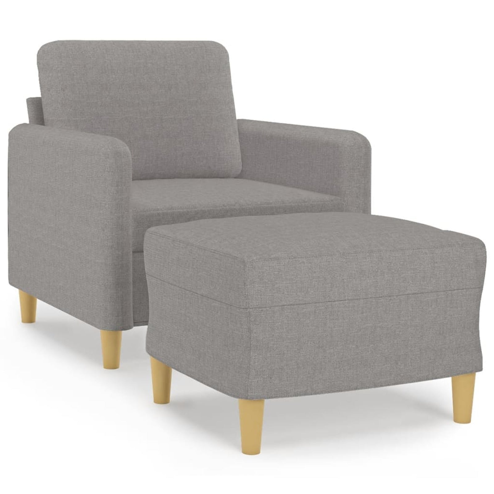 Light Gray Fabric Sofa Chair with Footstool M239757