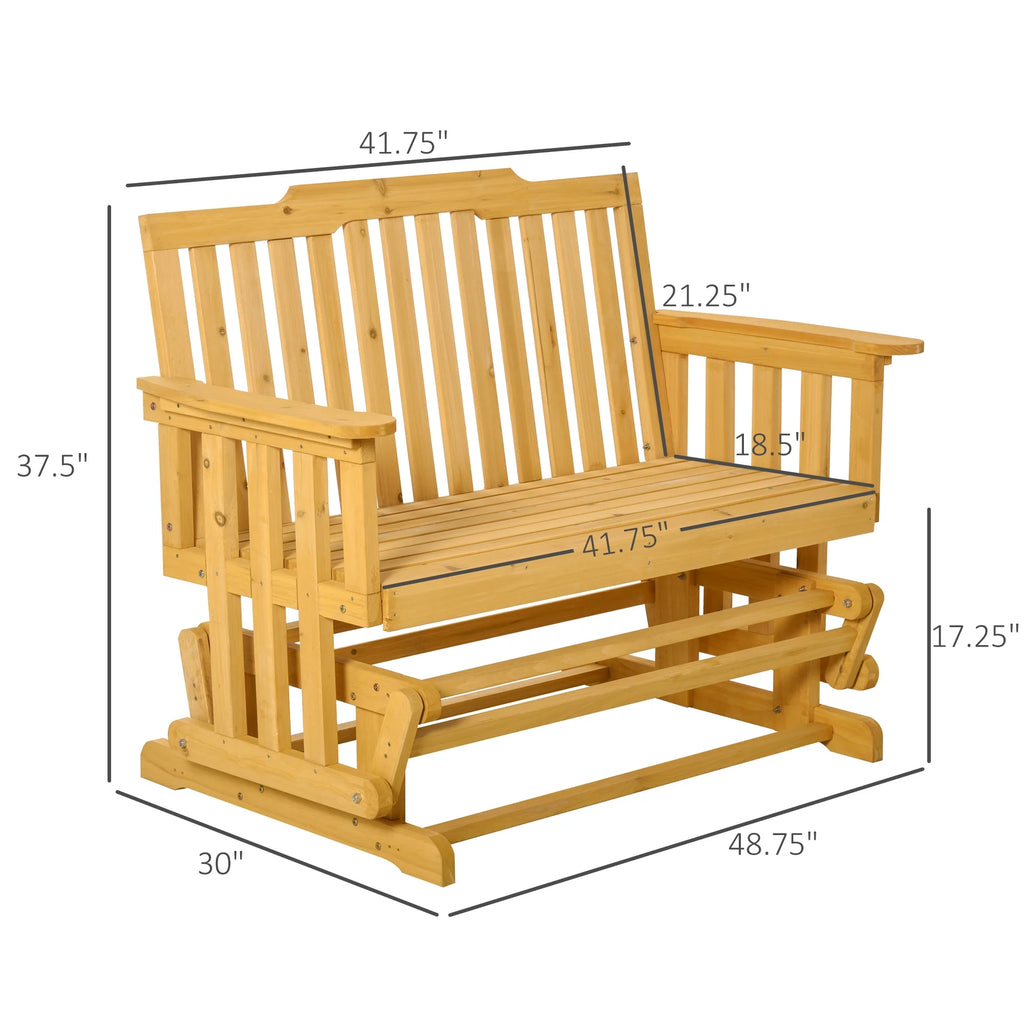 Beige Brown Wooden Patio Glider Chair Bench P19050