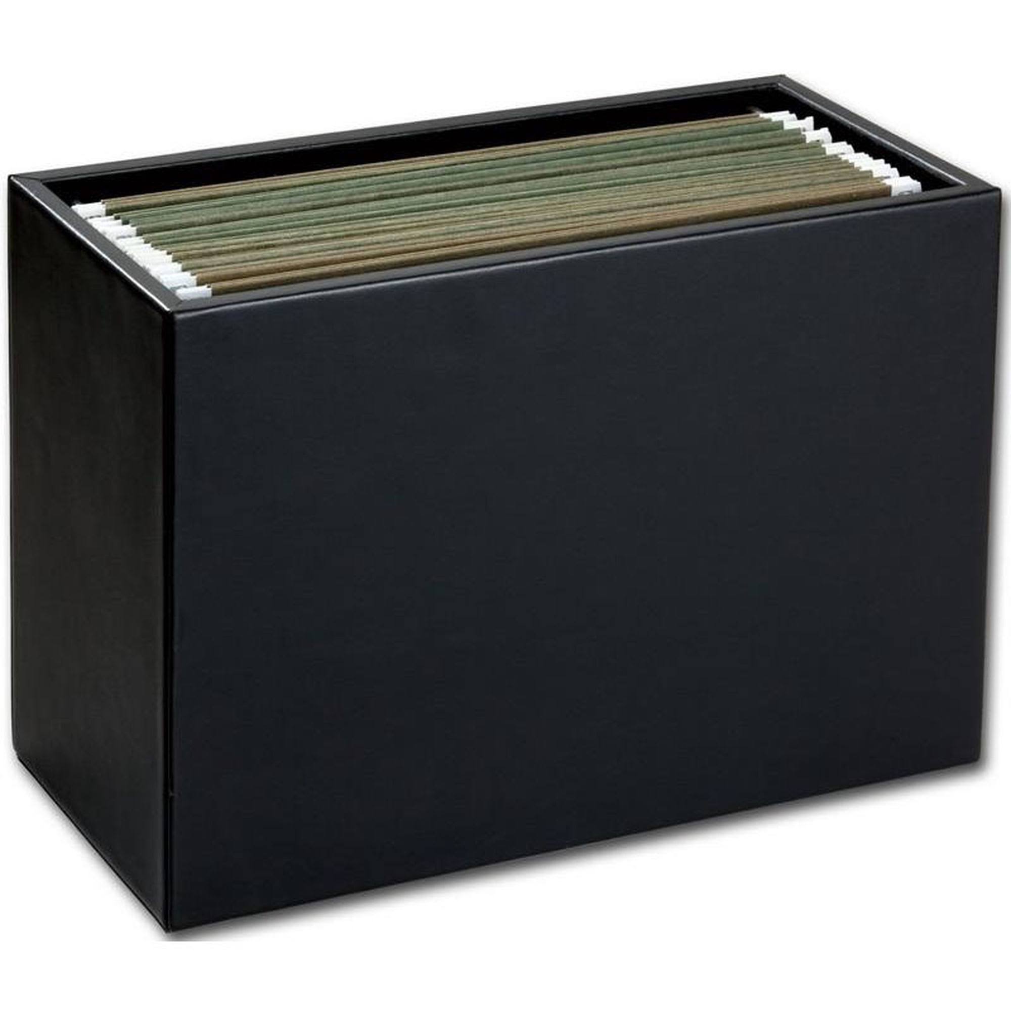 Black Leather Hanging File Folder Box V762