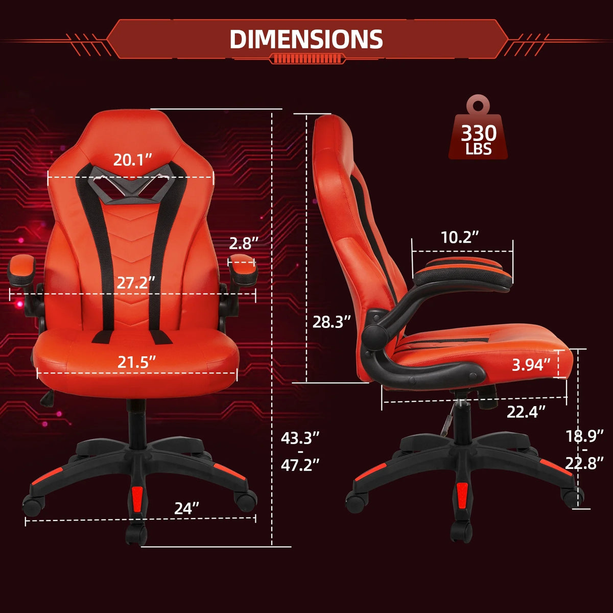 Red Ergonomic Gaming Chair PU Leather Z65900