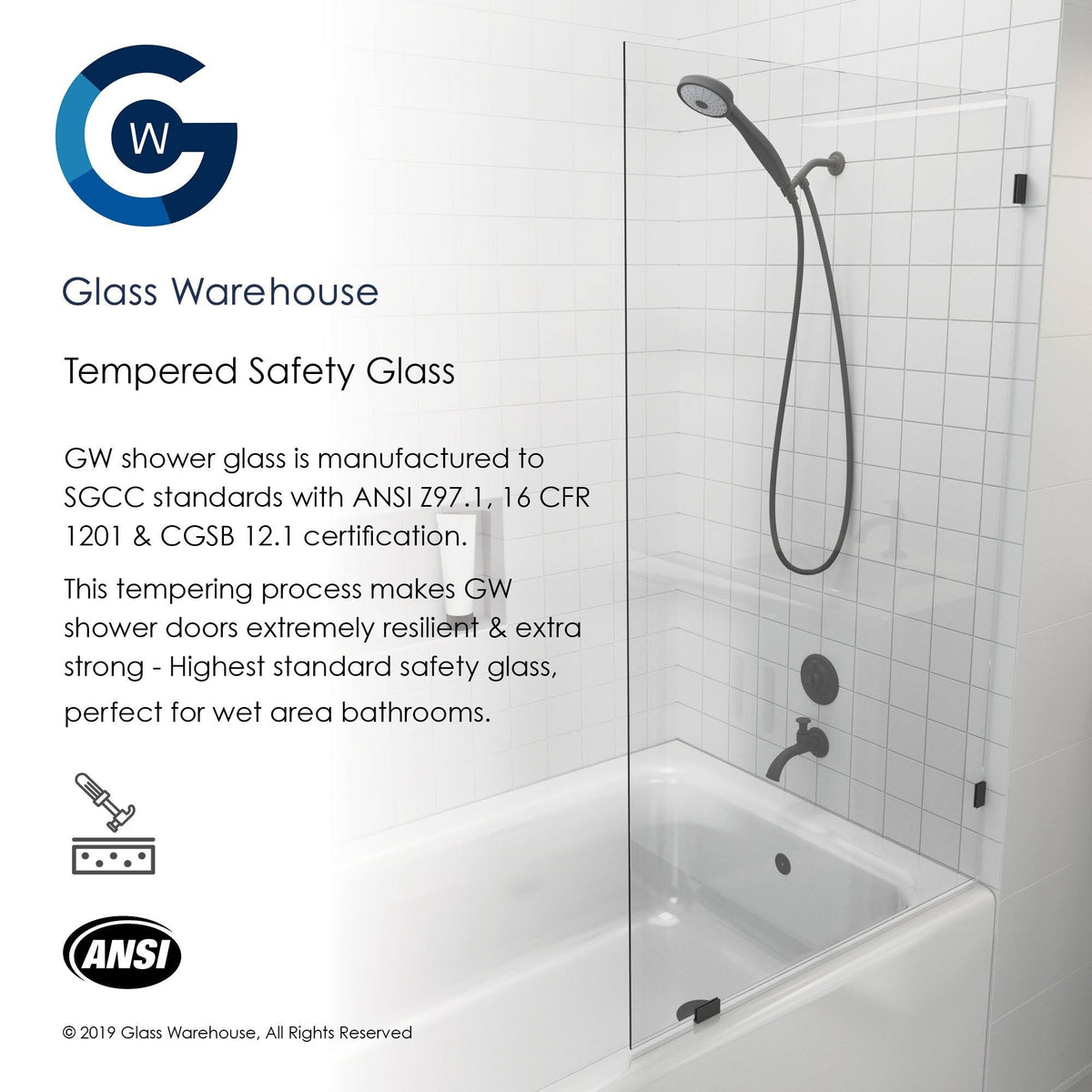 Frameless Shower Bath Fixed Panel N547265