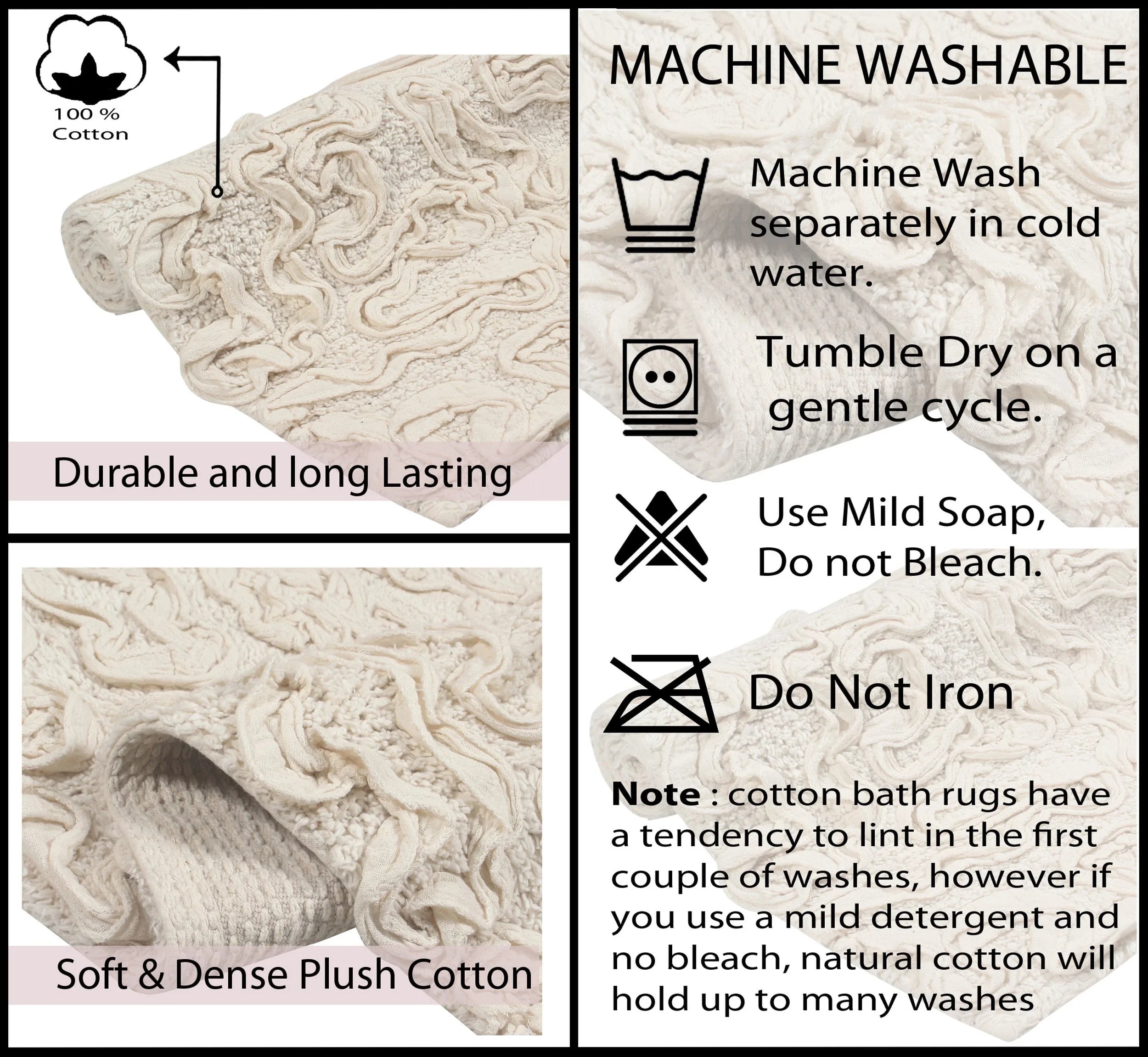 Linen Cotton Bathroom Contour Rug V127329