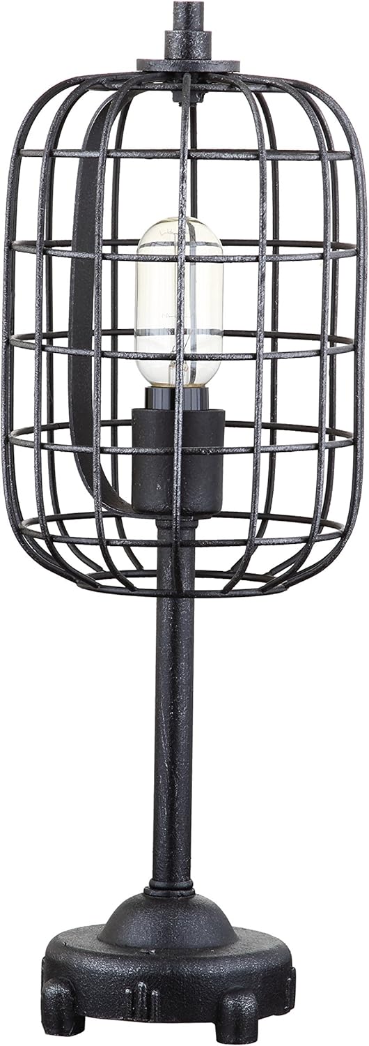 Black/Silver Industrial Metal Table Lamp B5129