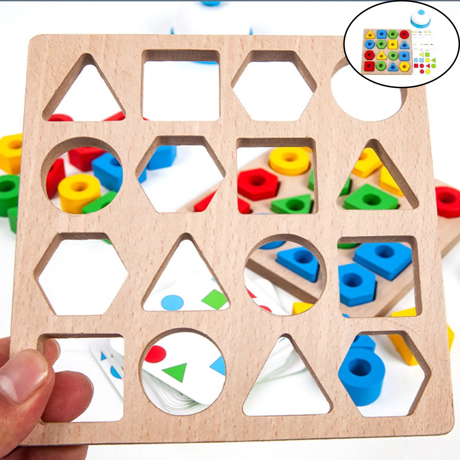 Wood Geometric Shape Matching Stacking Toys Educational Toys for Toddlers C96963