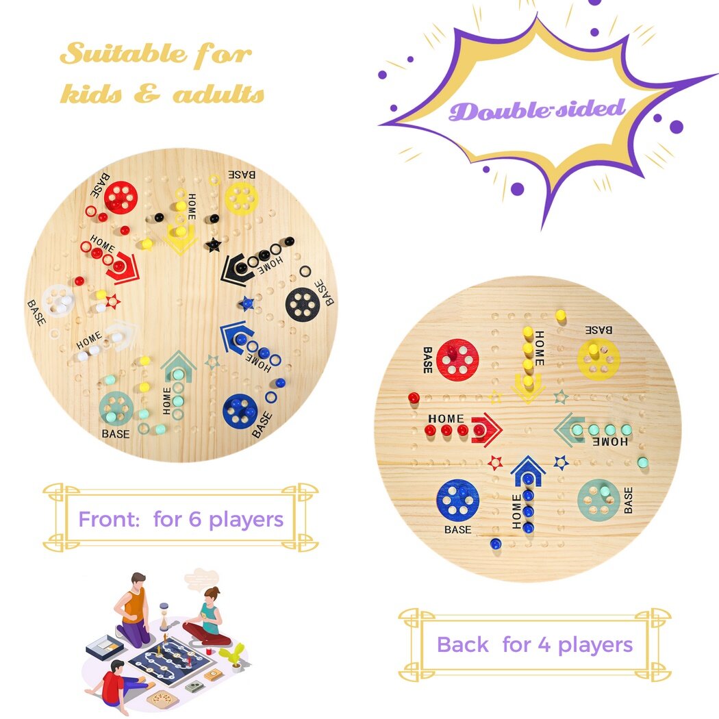 Double-Sided Marble Board Game with 36 Marbles & 8 Dices O208359