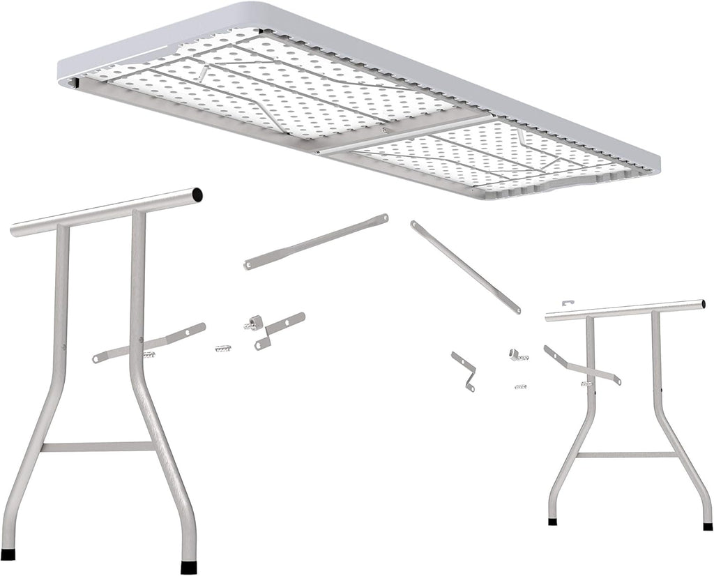 White Resin Plastic Folding Table with Steel Frame I1713