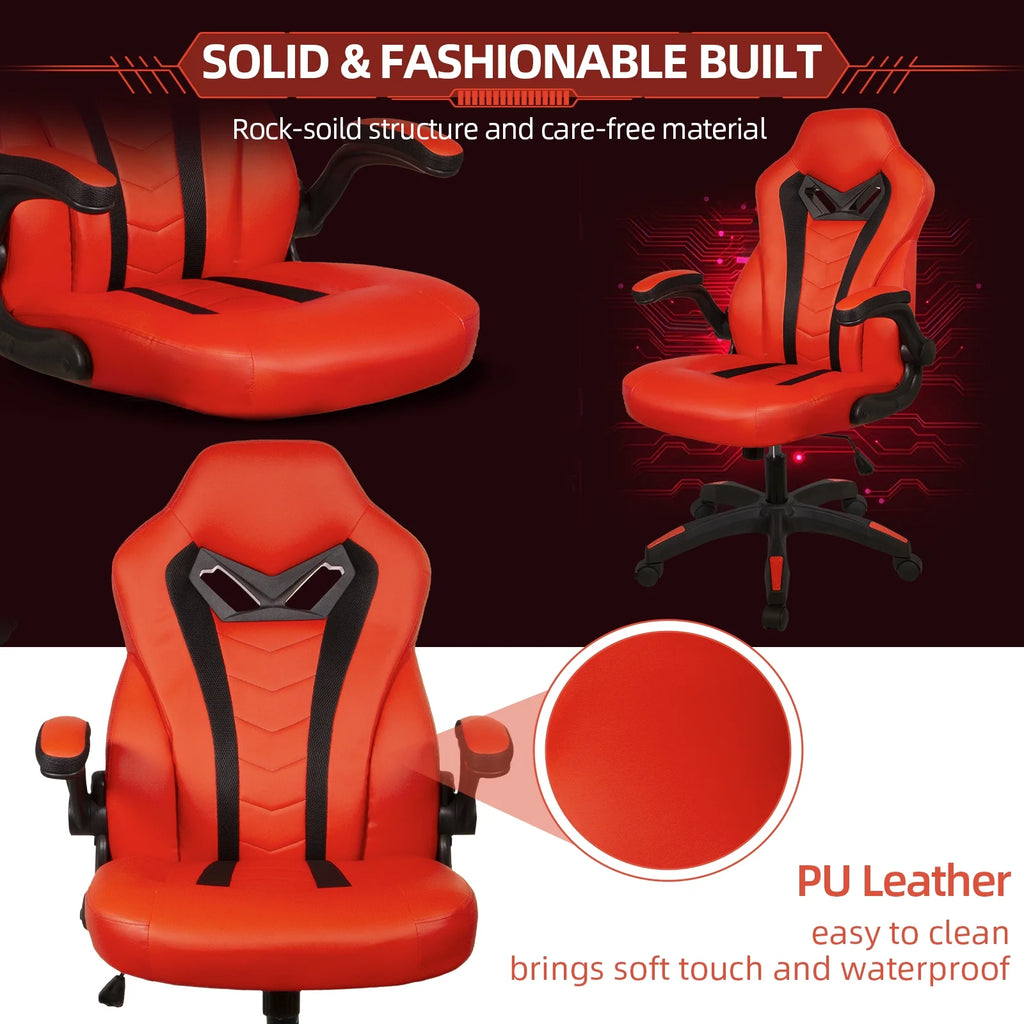 Red Ergonomic Gaming Chair PU Leather Z65900