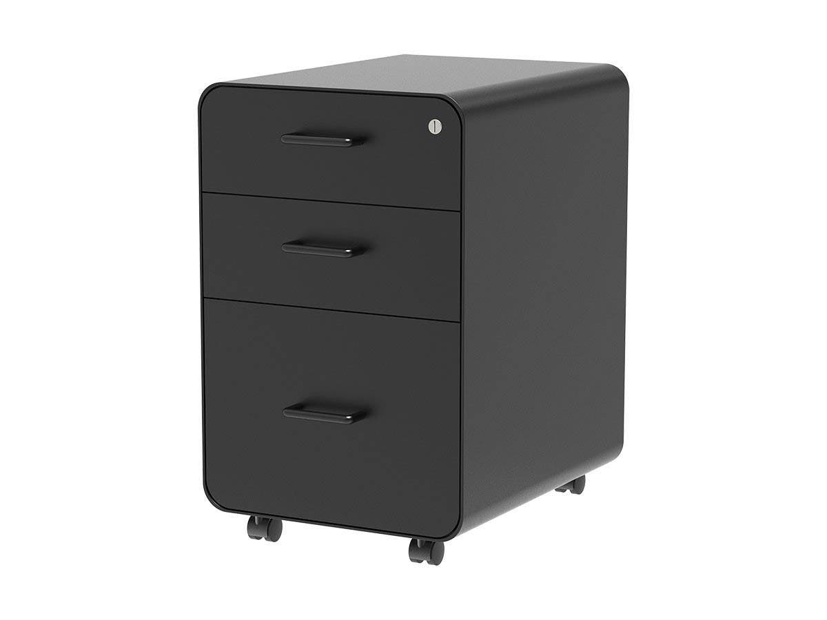 Black 3-Drawer File Cabinet with Lockable Drawer S3720