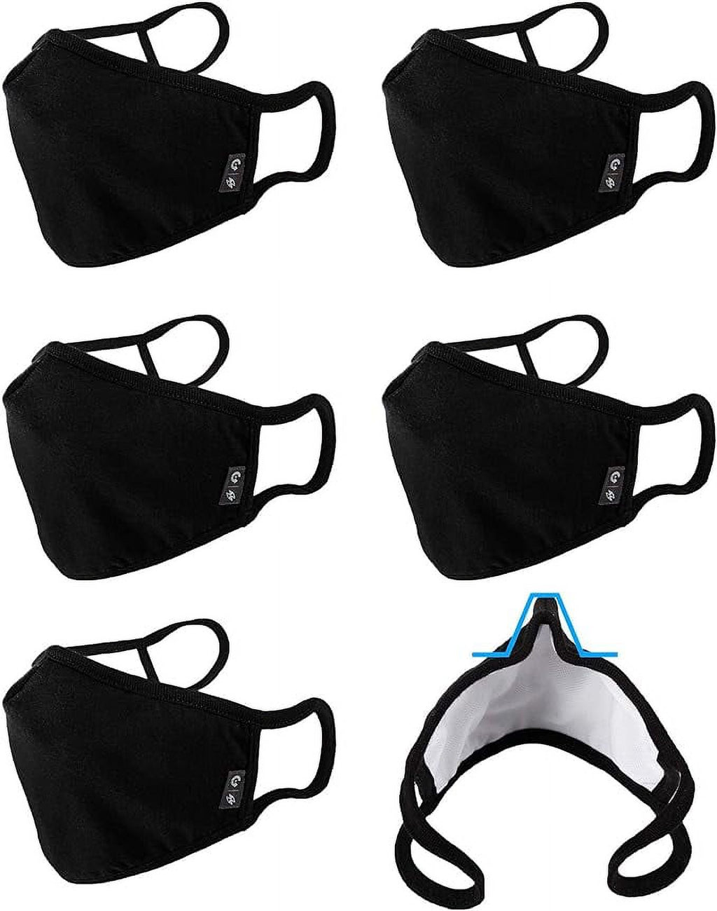 3-Ply Washable Reusable Cloth Face Mask with Nose Wire 6 Pack D96756