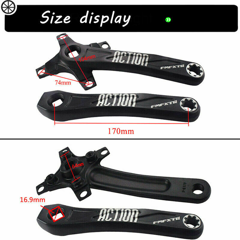 Mountain Bike Crank 104 BCD 170mm Aluminum Alloy Cranks Arm with 4pcs Silver Chainring Bolts E78955