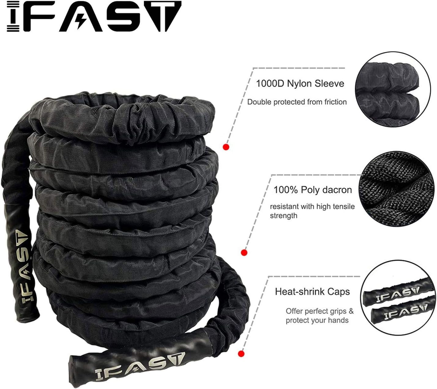 30ft Heavy Dacron Exercise Battle Rope Pack of 2 M86103