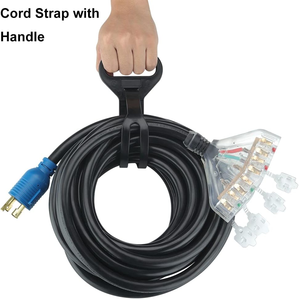 25 Feet 30 Amp 10 Gauge 4 Prong Generator Extension Cord 125/250V 7500W Pack of 2 K28656