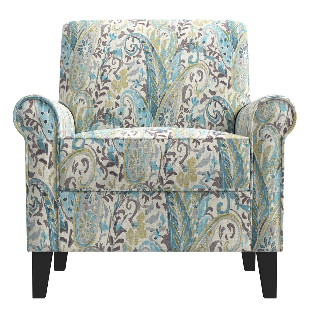 Caribbean Blue Herringbone Rolled Armchair T449053