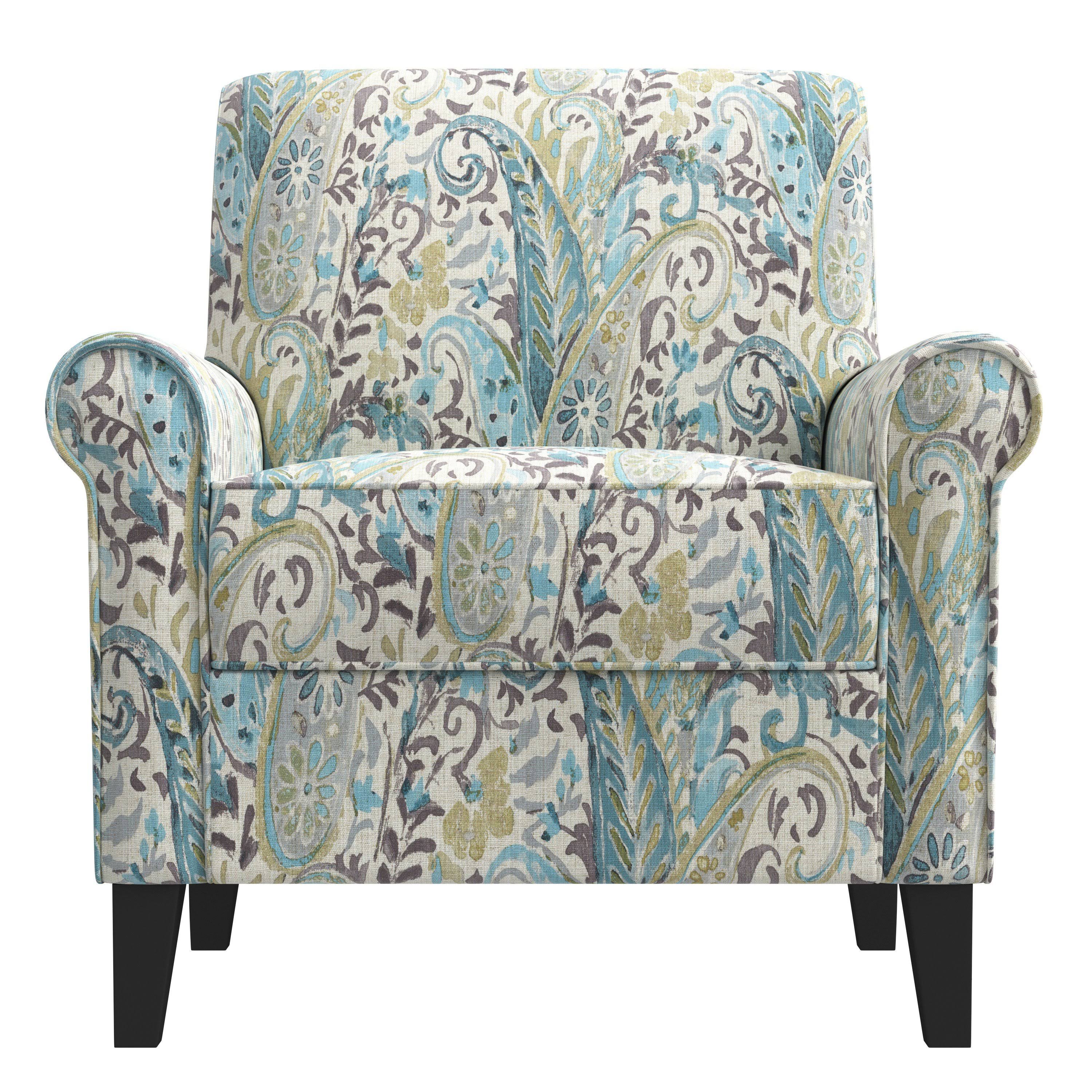Caribbean Blue Herringbone Rolled Armchair T449053