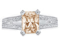 Emerald Cut Brown Champagne Simulated Diamond 18k White Gold Ring Size 3.5 D462097