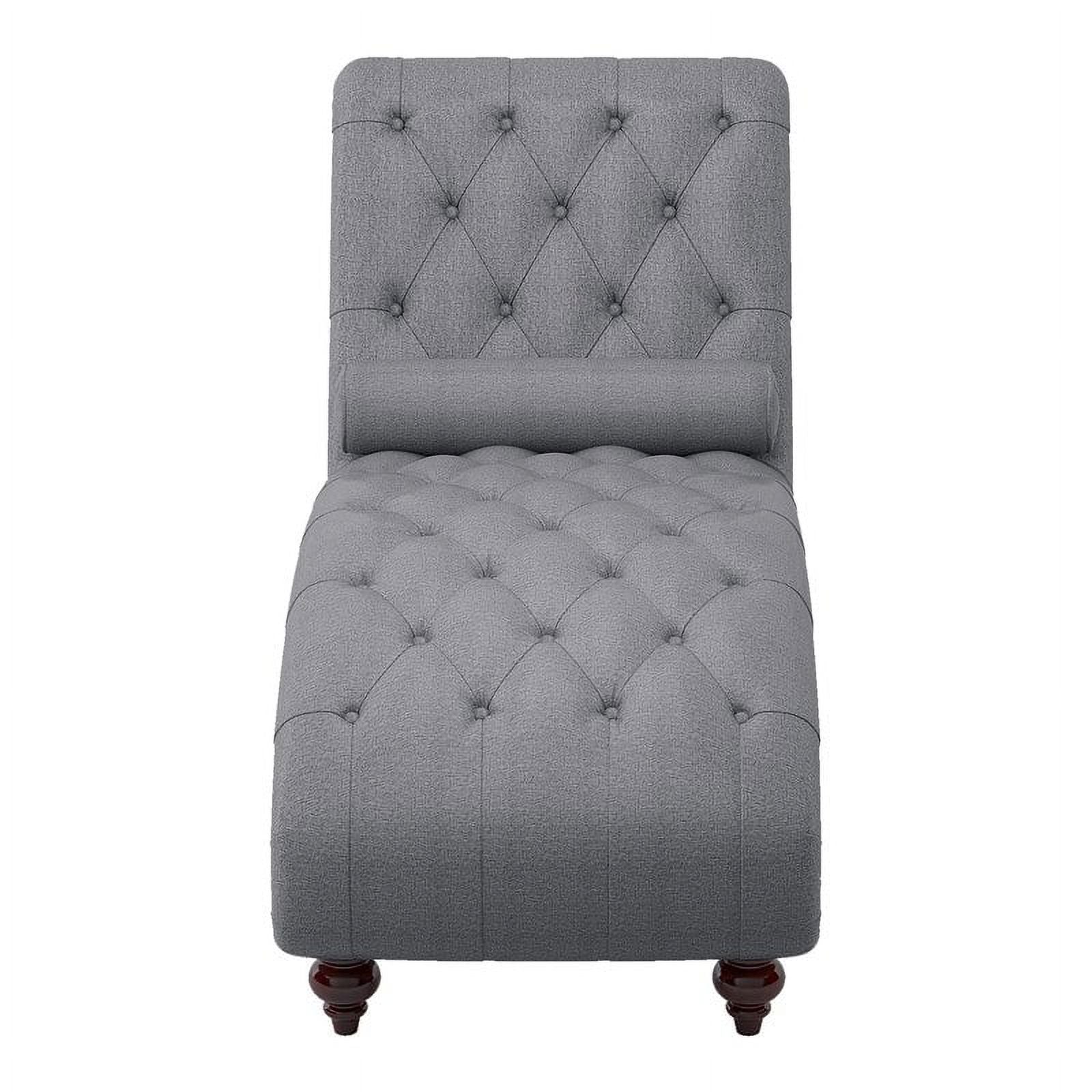 Dark Gray Wood & Fabric Chaise with 1 Bolster Pillow I63518