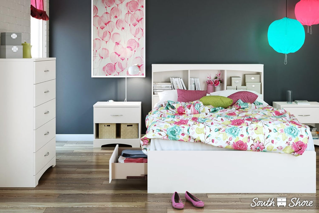 Full Bookcase Storage Bed in Pure White G349