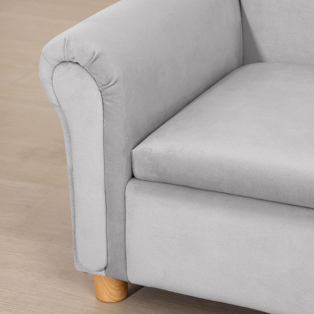 Grey Velvet Kids Sofa with Toy Storage Chest O9469