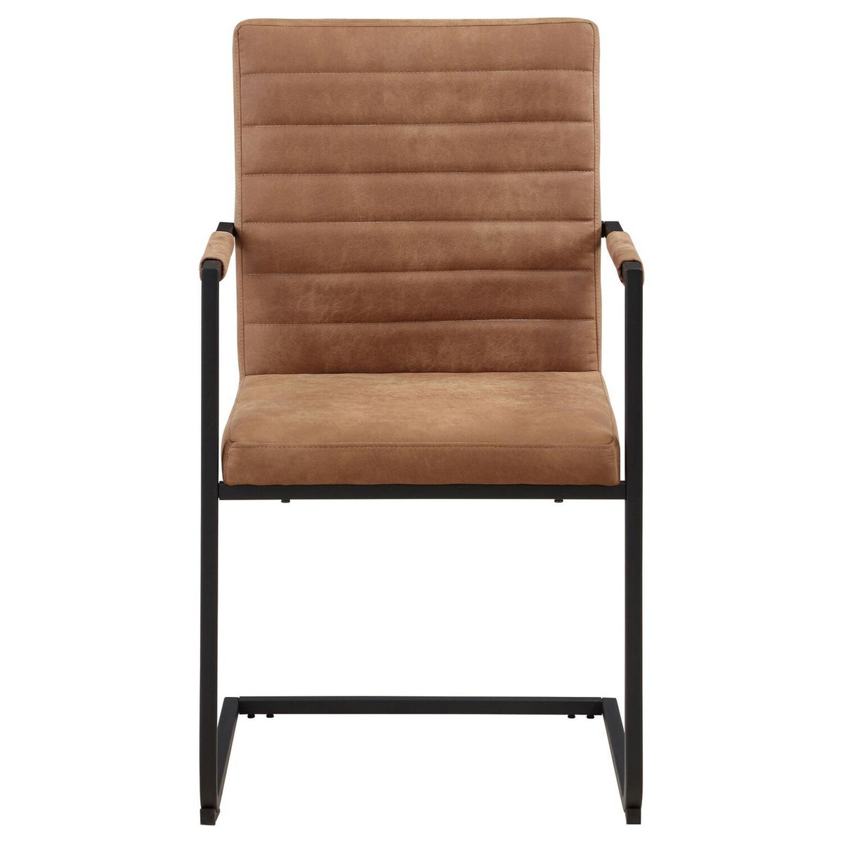 Vegan Leather Armchair with Cantilever Base, Brown & Black, Set of 2 D2440