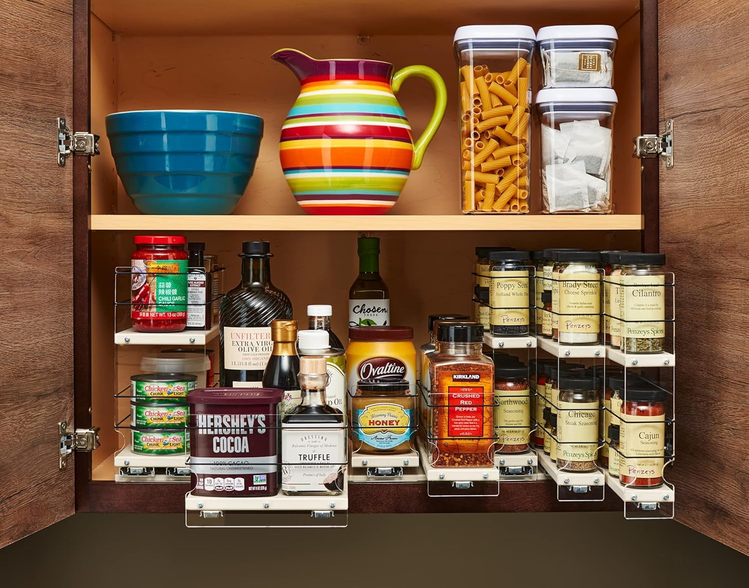 Spice Rack Cabinet Mounted 3 Drawers 30 Capacity I9907
